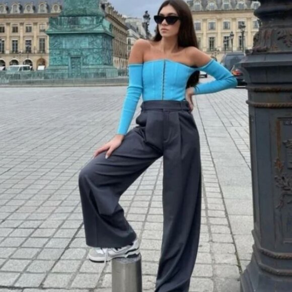 BNWT Zara Belted Relaxed Trouser LE, Sz Medium - Picture 3 of 6